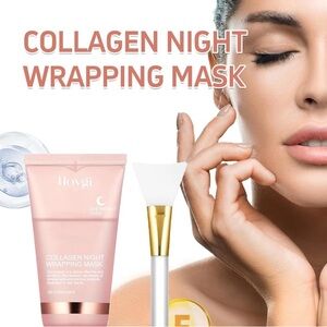 1 box Collagen Night face Wrapping Mask, Overnight w/ Brush, NEW